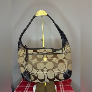 Coach Ergo Signature Jaquard and Brown Leather Hobo 2007